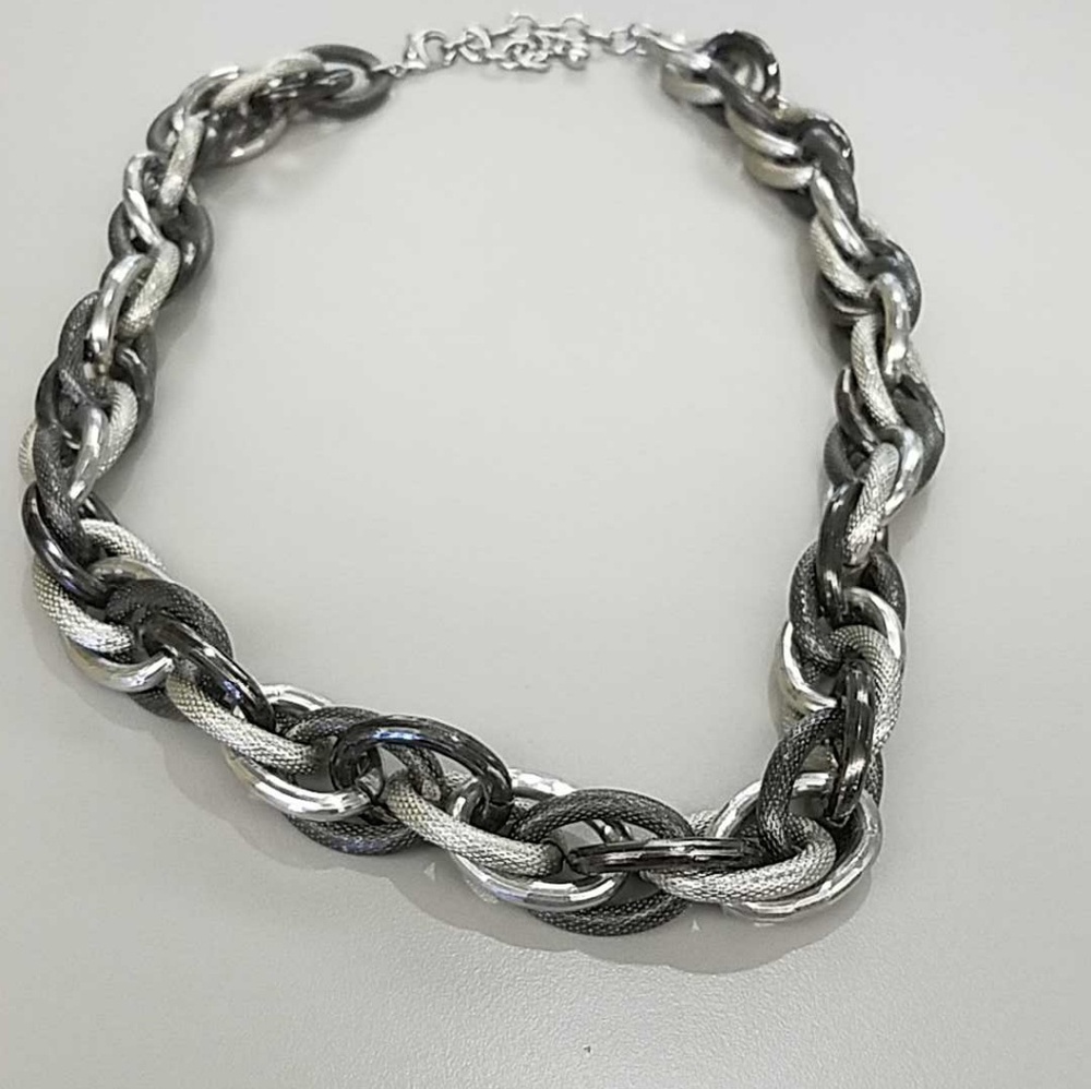 Black and silver chain necklace